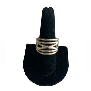 Fashion Silver Tone Multi Layer Band Stretch Ring